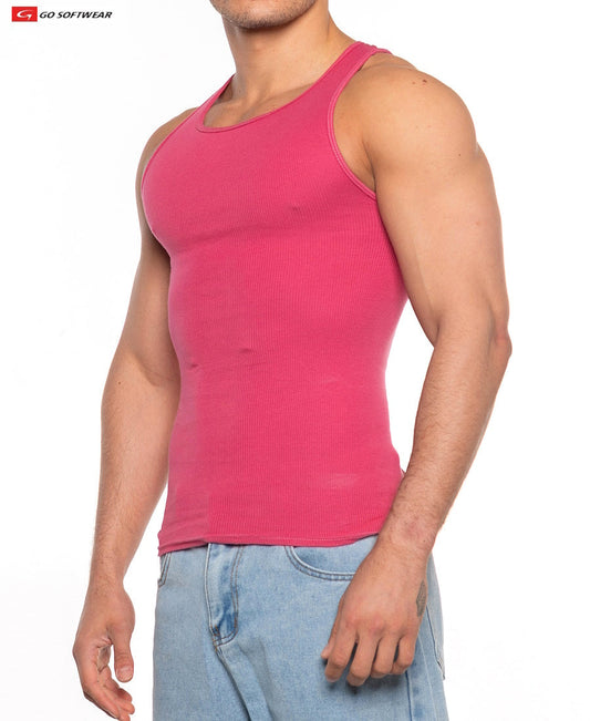Débardeur côtelé pour homme Gold Coast 4915 de Go Softwear - Rose château