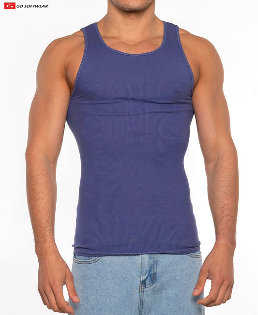 Débardeur côtelé pour homme Gold Coast 4915 de Go Softwear - Pervenche foncé