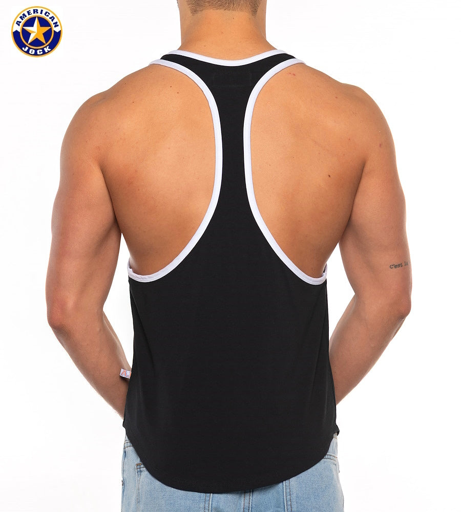 Débardeur de musculation pour hommes AMERICAN JOCK 8566 Basics - Noir/Blanc