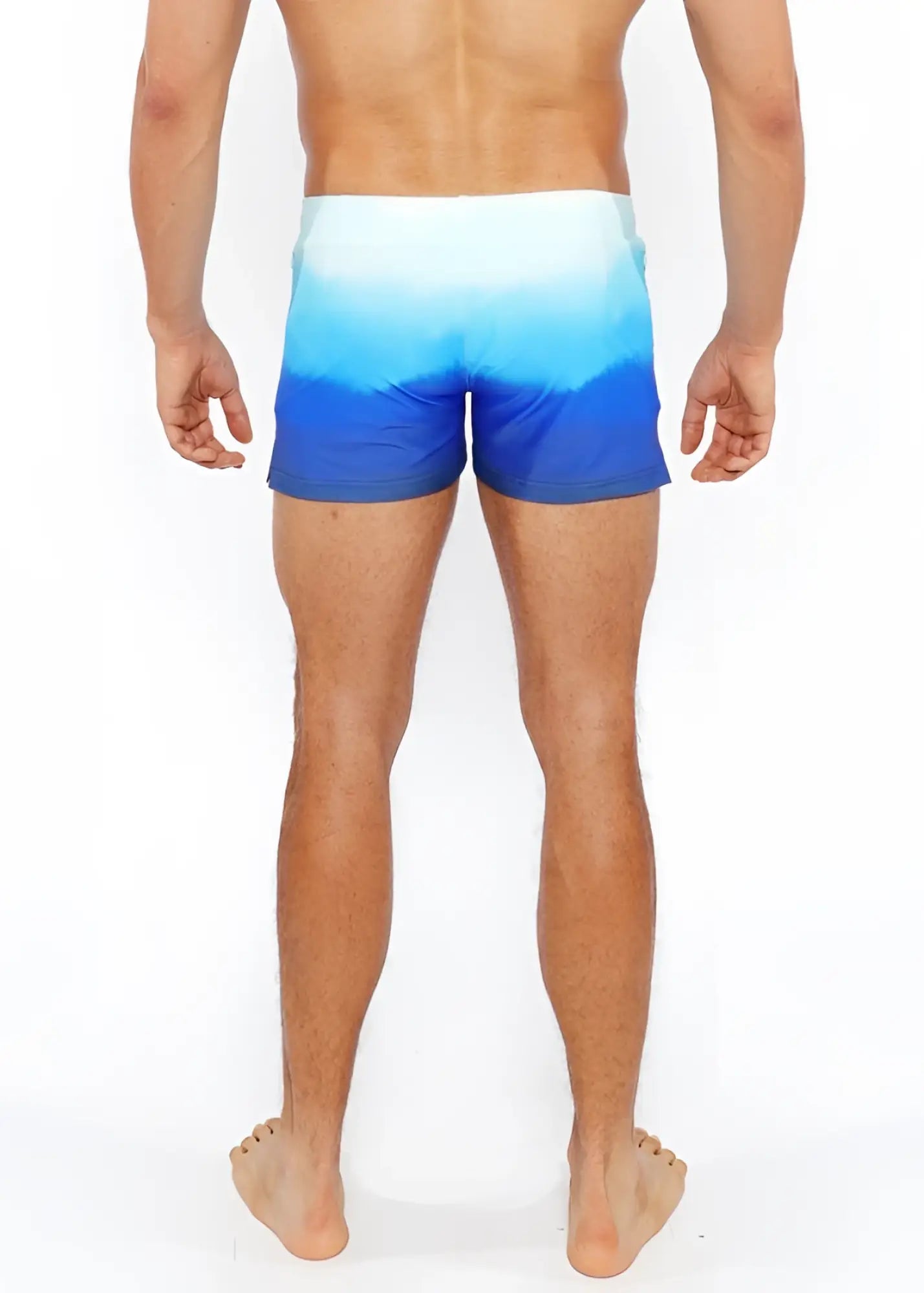 Blue gradient printed swim short with smooth seamless fabric finish ideal for swimming and beachwear