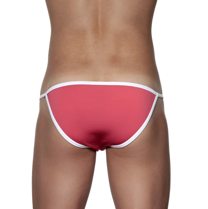 Pink swim trunks with white trim groovin accent string bikini rouge red ST0415 suitable for beachwear