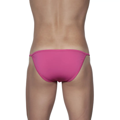 Bright pink groovin string bikini fuchsia pink st0116 swim trunks with a thin elastic waistband and form-fitting design