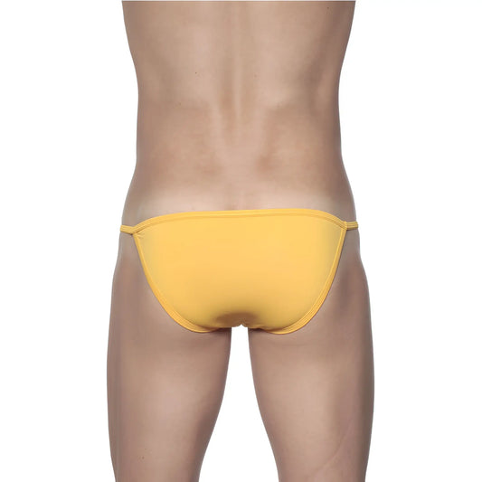 Yellow thong briefs groovin string bikini golden yellow st0104 made of soft breathable fabric shown from the front