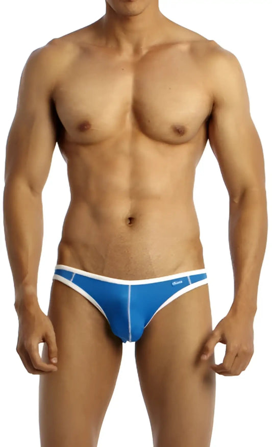 Groovin underwear accent v-cut bikini blue bv0403 in blue and white with a sleek form-fitting design