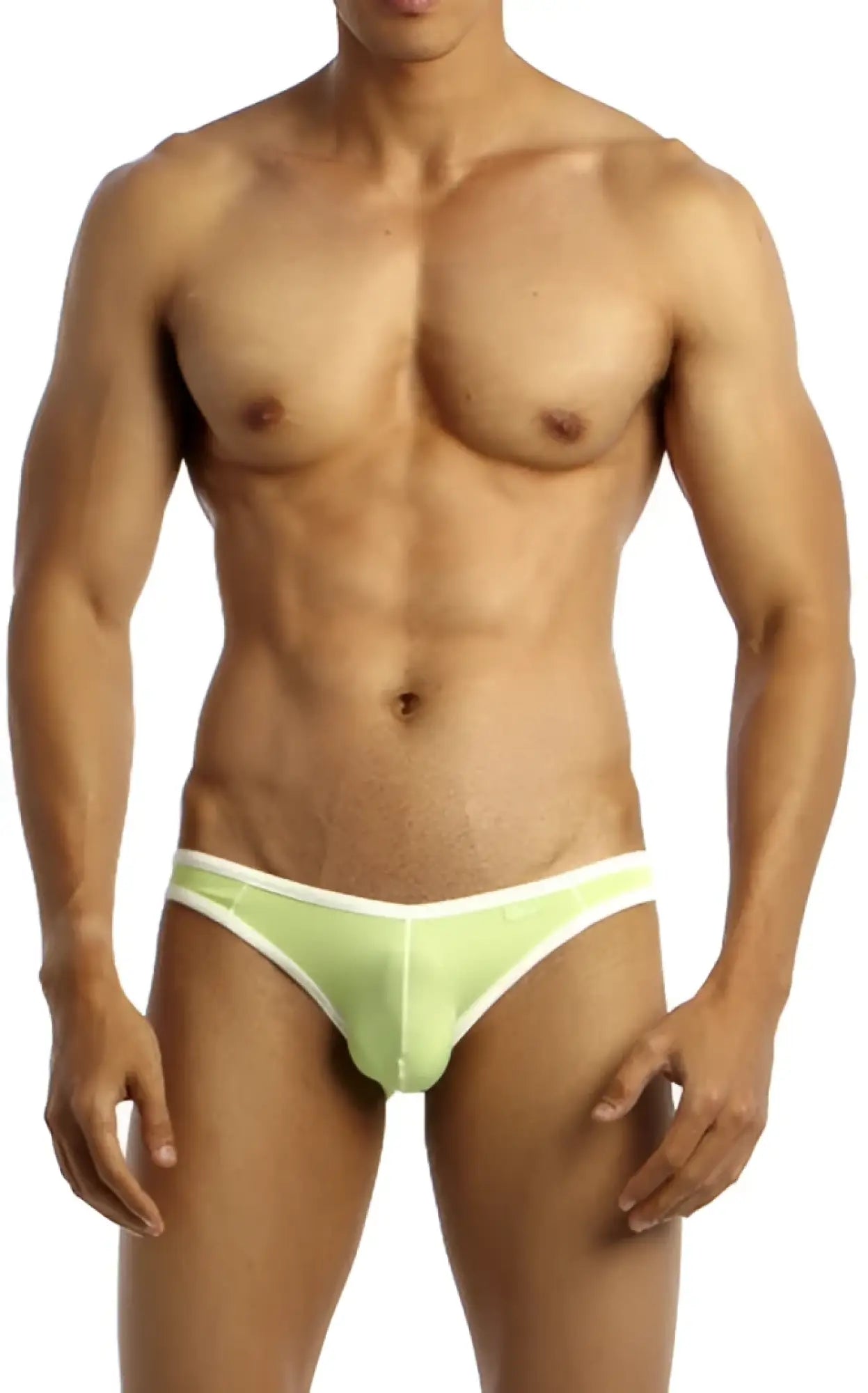 Groovin underwear accent v cut bikini green form fitting light green briefs with white trim for comfortable wear