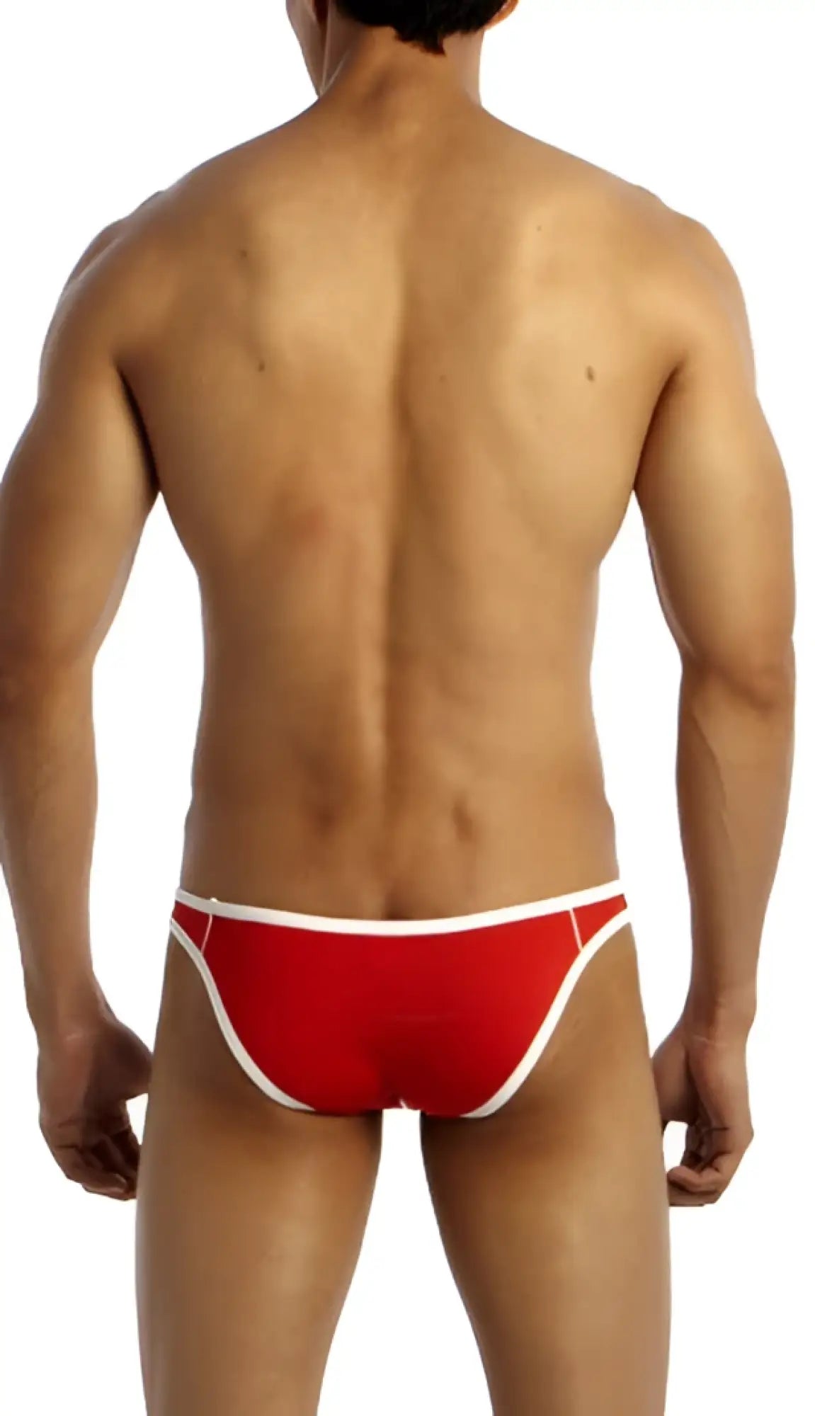 Groovin underwear accent v cut bikini in red with white trim swim trunks for comfortable beachwear