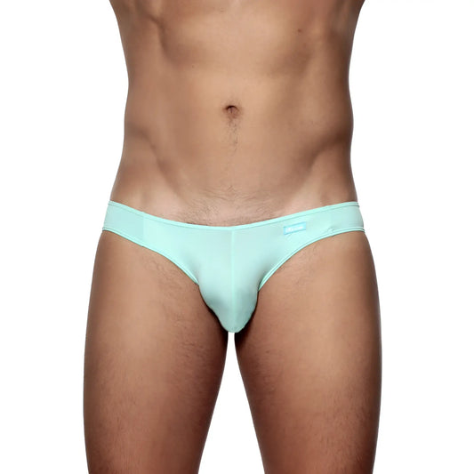 Mint green groovin underwear athletic v cut bikini briefs with smooth form fitting fabric and subtle waistband branding