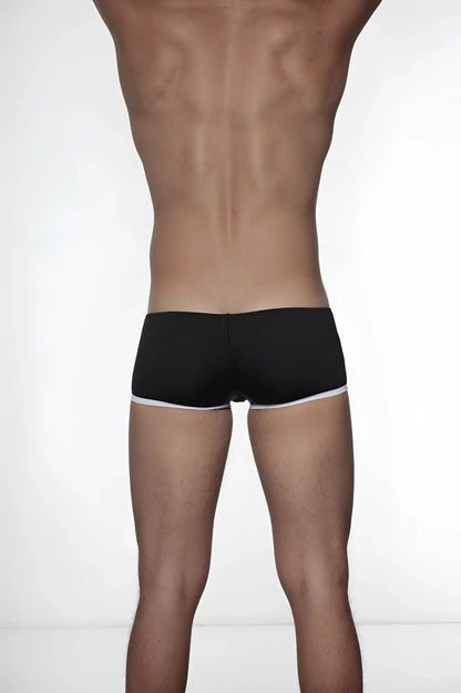 Black groovin underwear super extra low cut boxer briefs with white waistband trim for comfortable fit