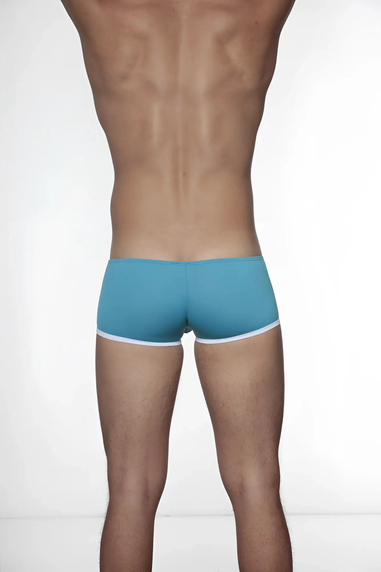 Turquoise groovin underwear super extra low cut boxer with white trim in cyan blue for comfortable wear