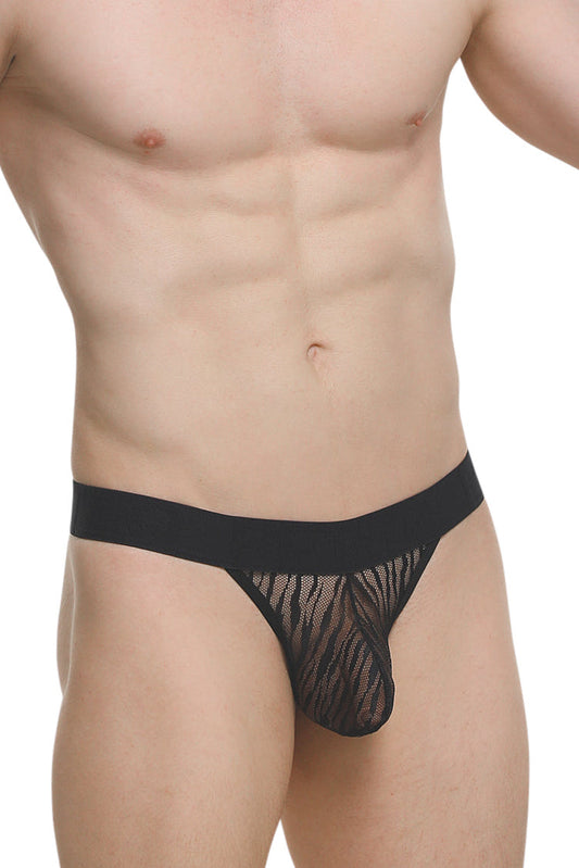 PetitQ Thong Maulay Lace Savane Black