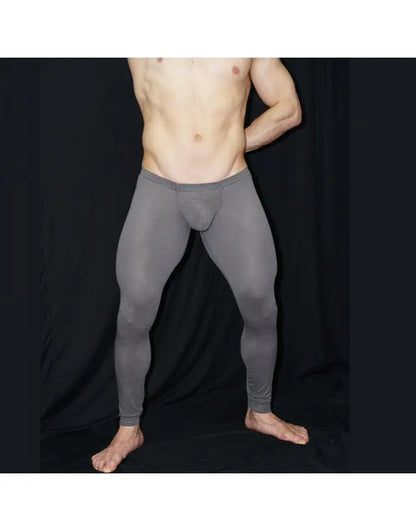 Arroyman Men's Grey Mesh Gym Bulge Runner Tights Pants RNR012S