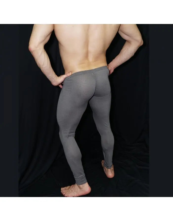 Arroyman Men's Grey Mesh Gym Bulge Runner Tights Pants RNR012S