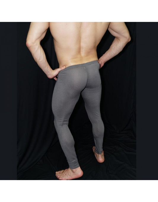 Arroyman Men's Grey Mesh Gym Bulge Runner Tights Pants RNR012S