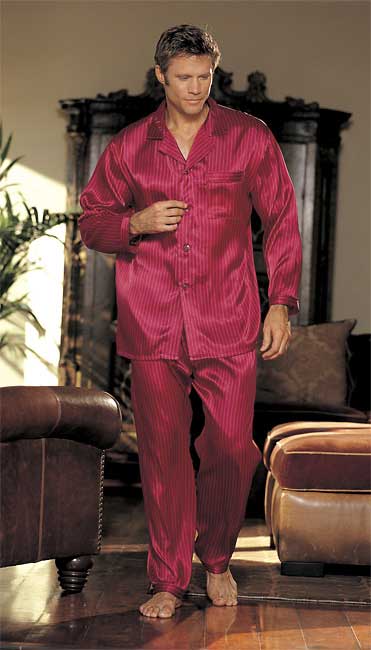 Ensemble de pyjama à rayures soyeuses et douces Gyz Bordeaux 25138 Taille S