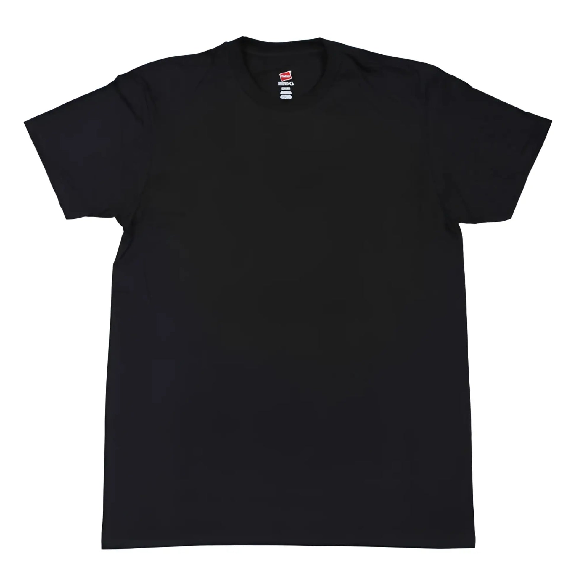 Hanes nano light and soft black short sleeved crew neck t shirt with red and white collar tag size XL