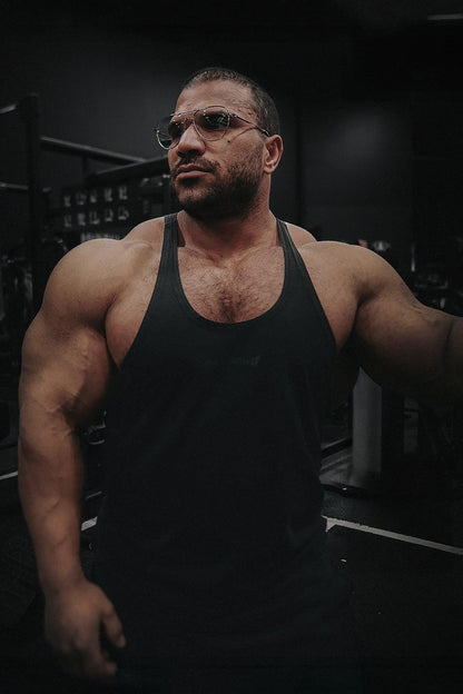 Jed North Men's Retro Washed Bodybuilding Stringer - Charcoal