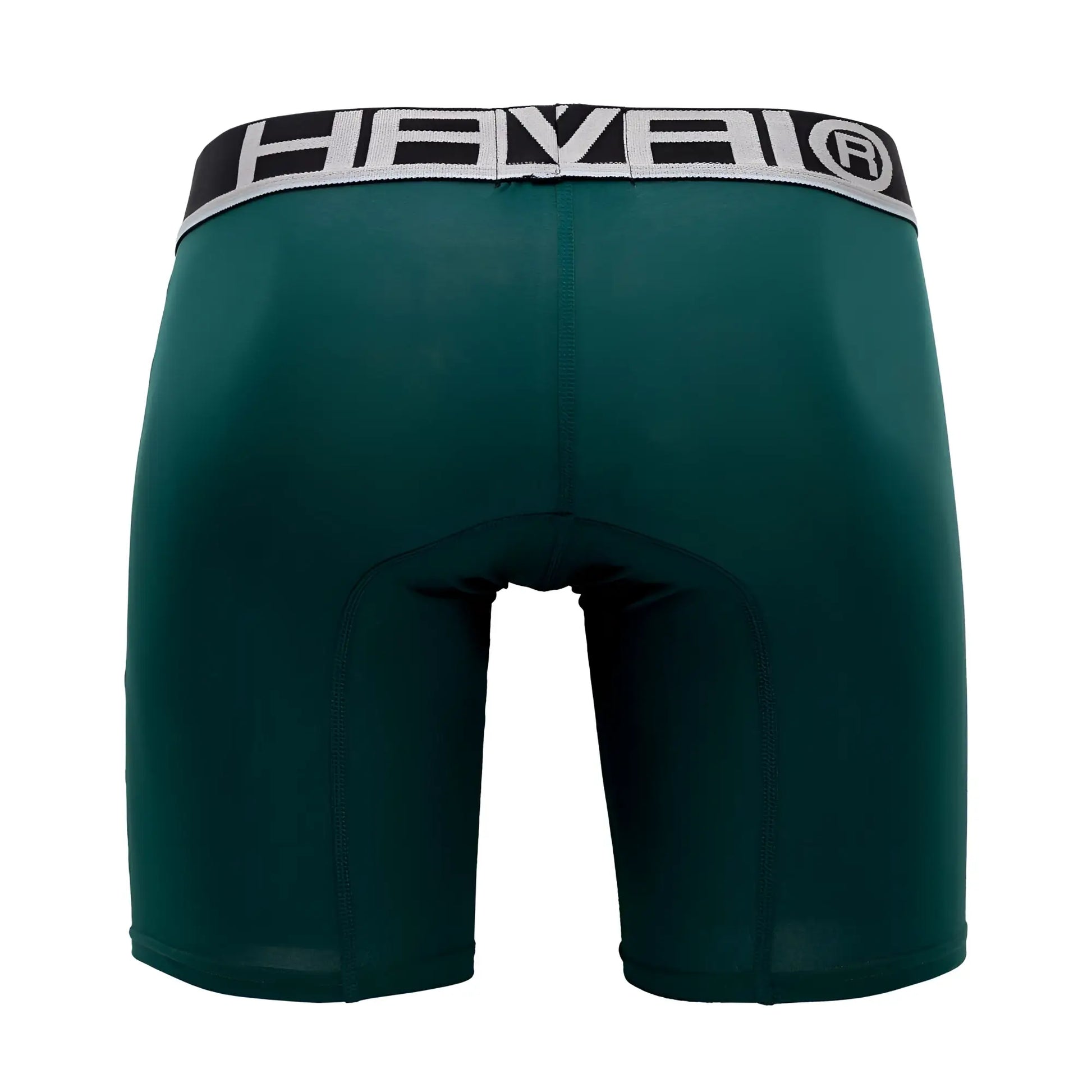 Dark green hevei hawai 41903 solid athletic boxer briefs with black and gray elastic waistband for men