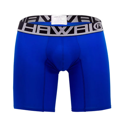 Bright blue hewel hawai 41903 solid athletic boxer briefs with black and gray patterned waistband in royal blue color