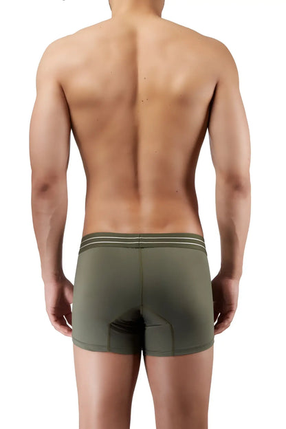 Olive green hawai 41948 boxer briefs with two thin white waistband stripes made of comfortable fabric for everyday wear