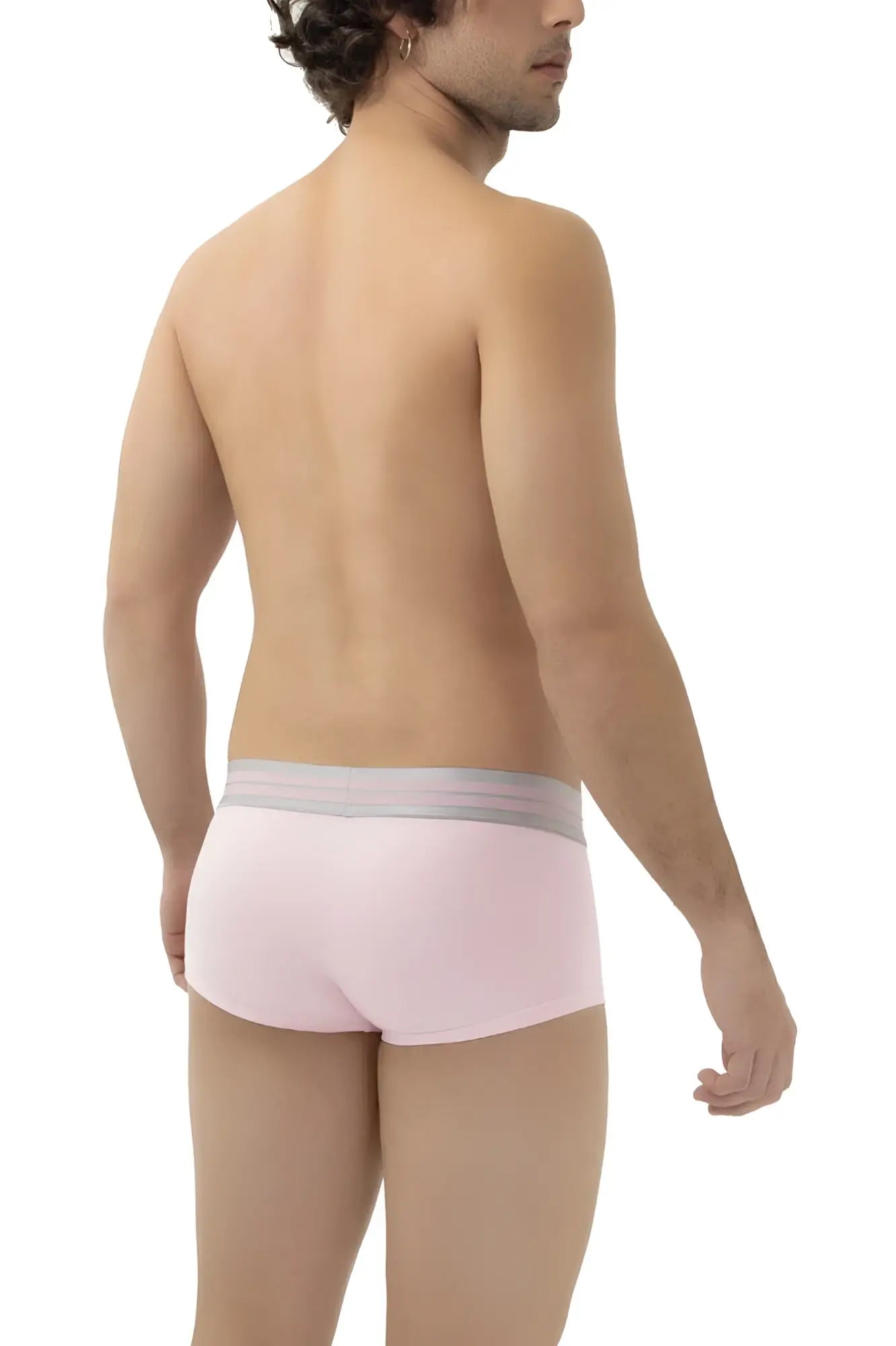 Pink cotton briefs with light gray elastic waistband from hawai 41960 cotton trunks collection