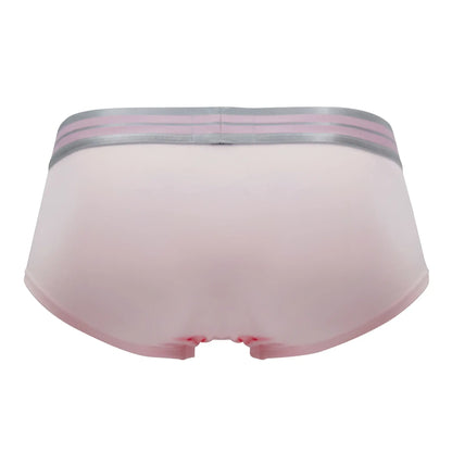 Pink cotton briefs with a silver and light pink striped waistband from hawai 41960 cotton trunks collection
