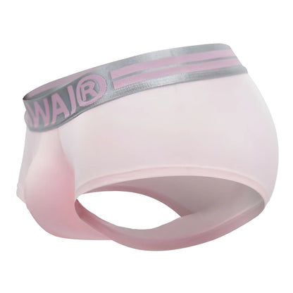 Pink translucent cotton briefs with gray elastic waistband and wai logo in pink trunks hawai 41960