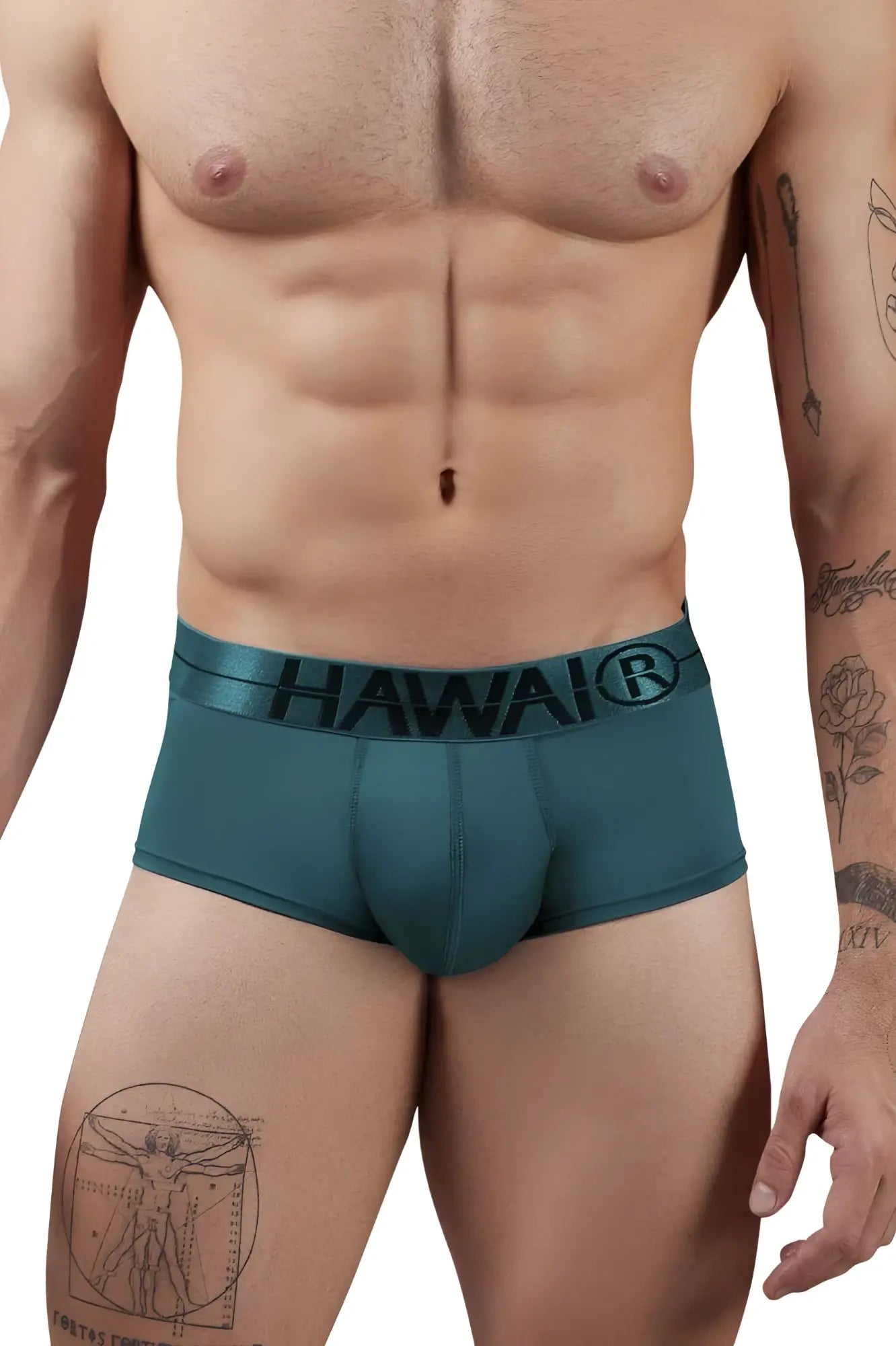 Teal green hawaï 41961 microfiber men’s briefs with black waistband logo for comfortable everyday wear