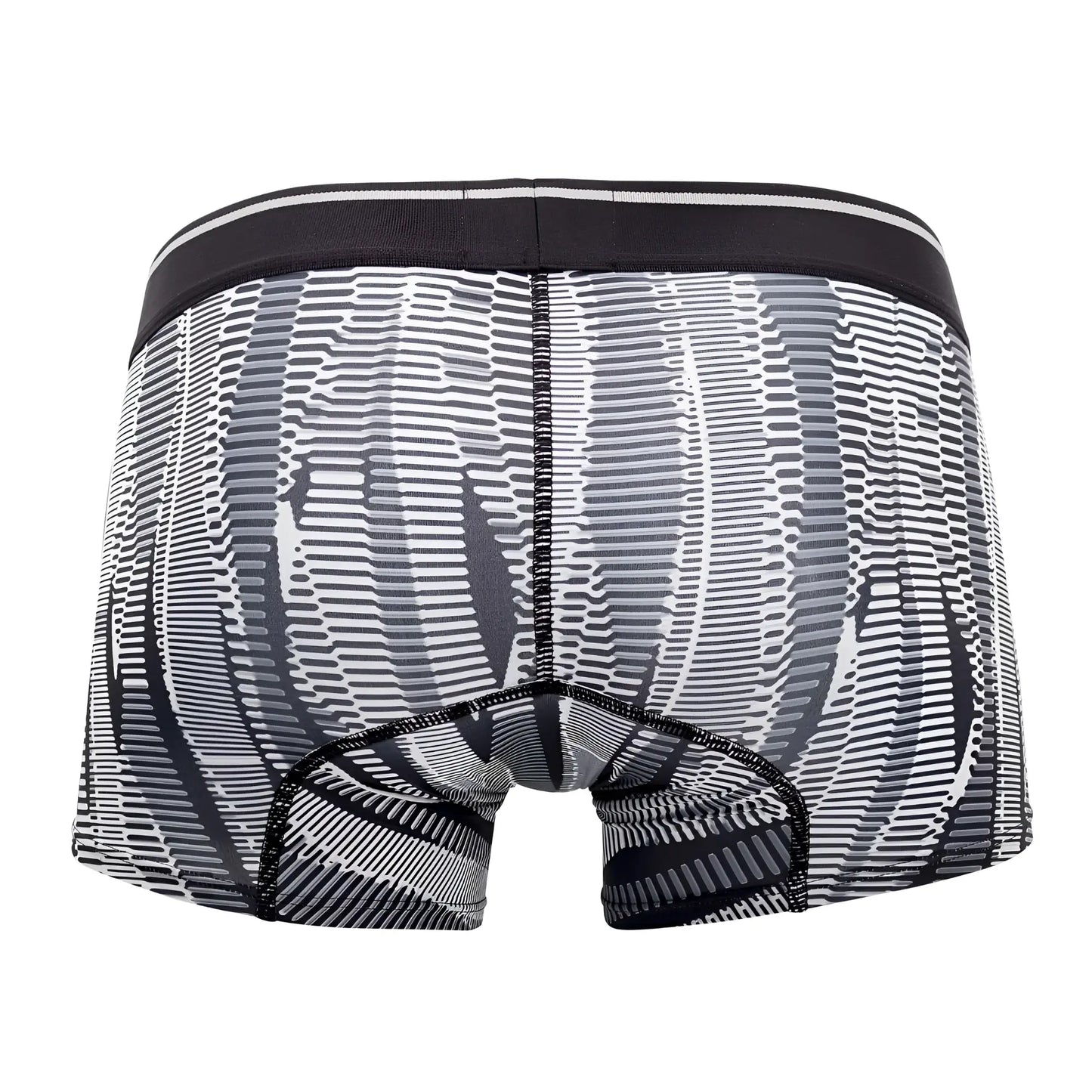 Black and white patterned men’s boxer briefs hawai 42121 printed athletic trunks with modern concentric lines design
