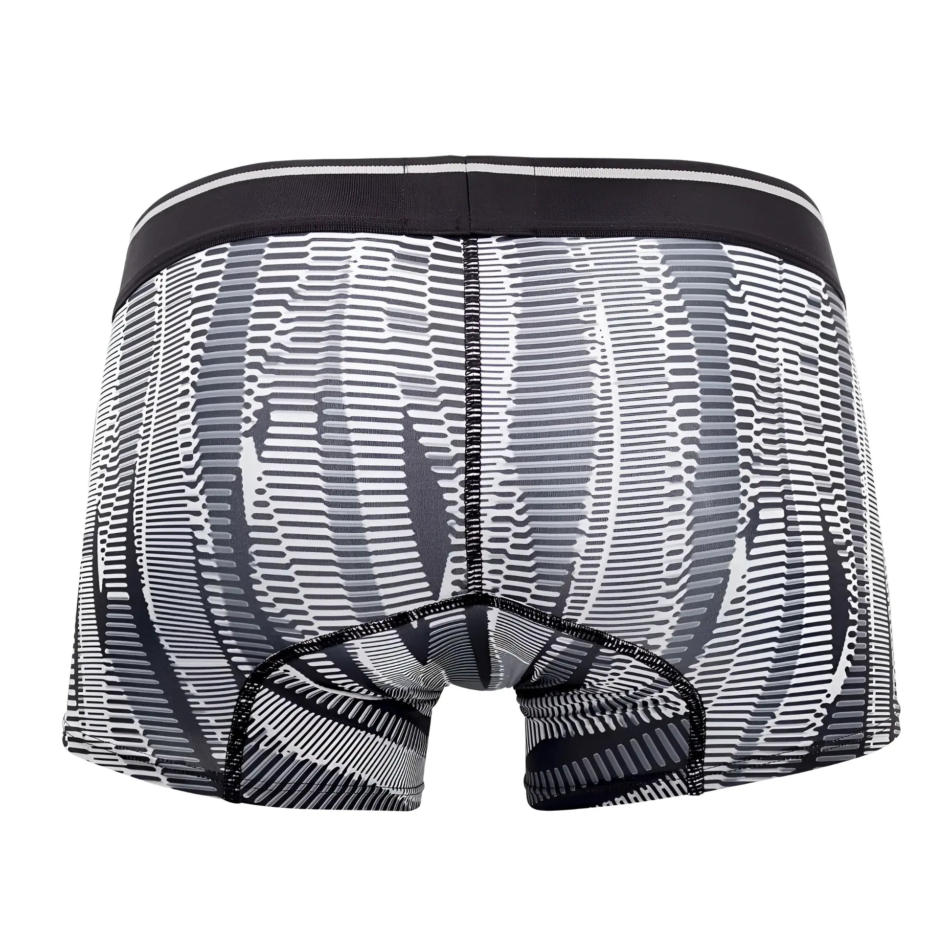 Black and white patterned men’s boxer briefs hawai 42121 printed athletic trunks with modern concentric lines design