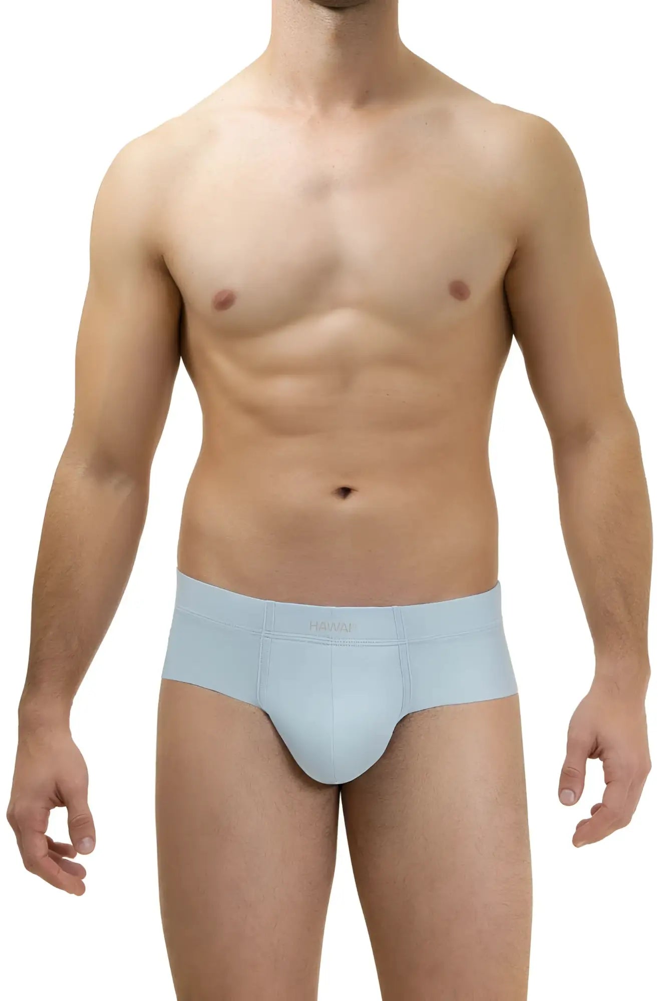 Light blue HAWAI 42141 microfiber briefs with a smooth fabric finish and seamless design