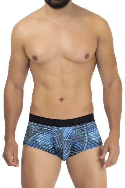 Hawai 42183 printed microfiber men’s briefs in royal blue with blue pattern and black waistband
