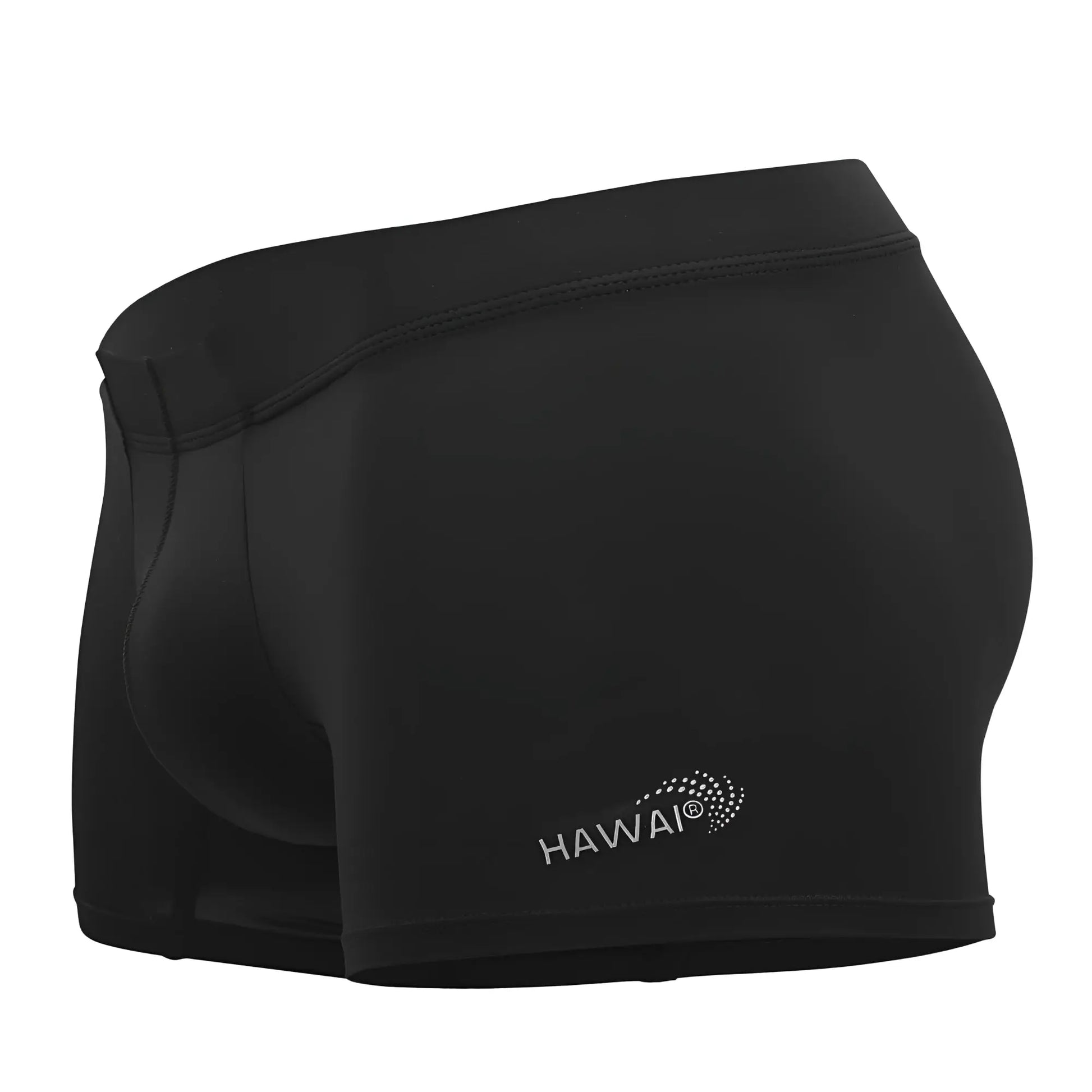 Black Hawai 42222 microfiber swim trunks in black with a sleek fit and subtle white logo on the lower right leg
