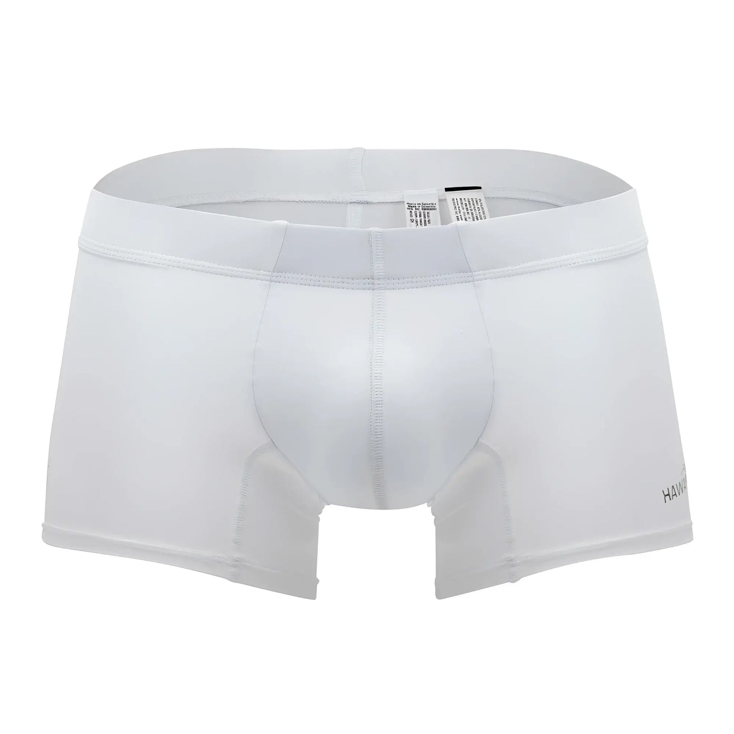 White men’s HAWAI 42222 microfiber trunks with smooth form-fitting design and subtle stitching in white color