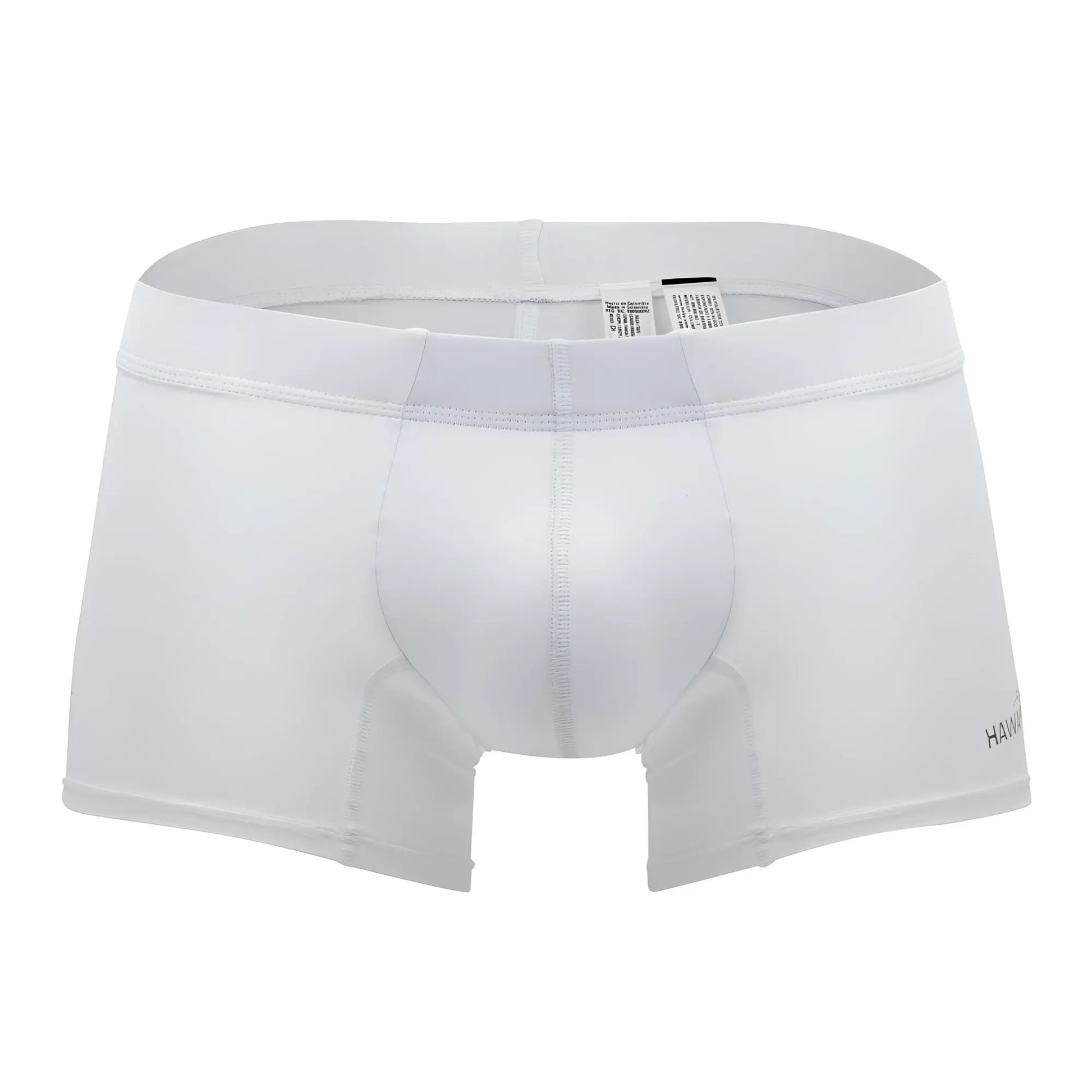White men’s HAWAI 42222 microfiber trunks with smooth form-fitting design and subtle stitching in white color