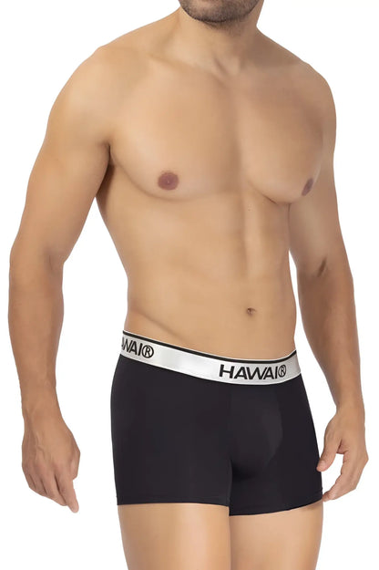 Black Havaianas microfiber boxer briefs with a white waistband featuring the brand logo color black model HAWAI 42326