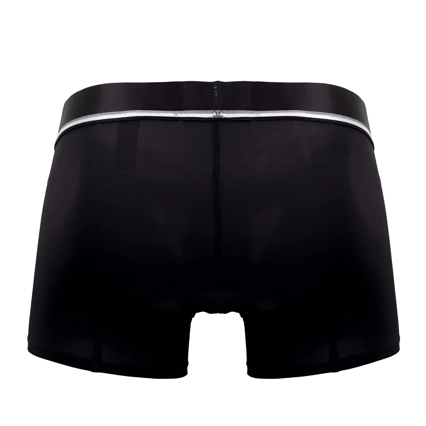 Black hawai 42326 microfiber boxer briefs with silver zipper detail along the waistband