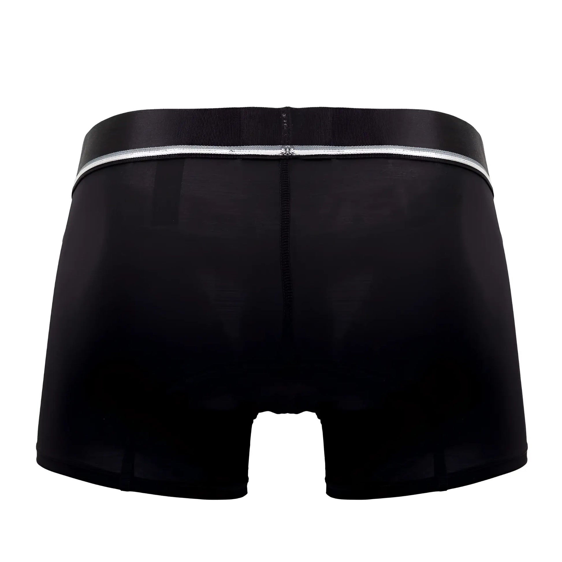 Black hawai 42326 microfiber boxer briefs with silver zipper detail along the waistband