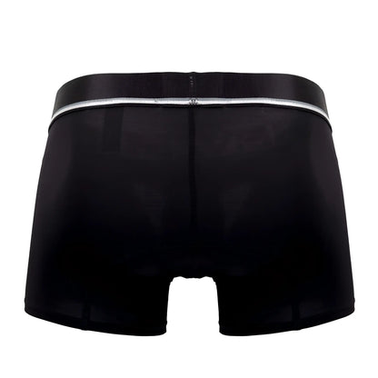 Black hawai 42326 microfiber boxer briefs with silver zipper detail along the waistband