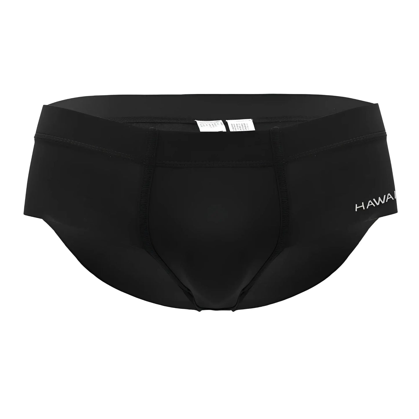 Black HAWAI 42344 microfiber swim trunks with sleek form-fitting design and subtle white hawaii branding on the side