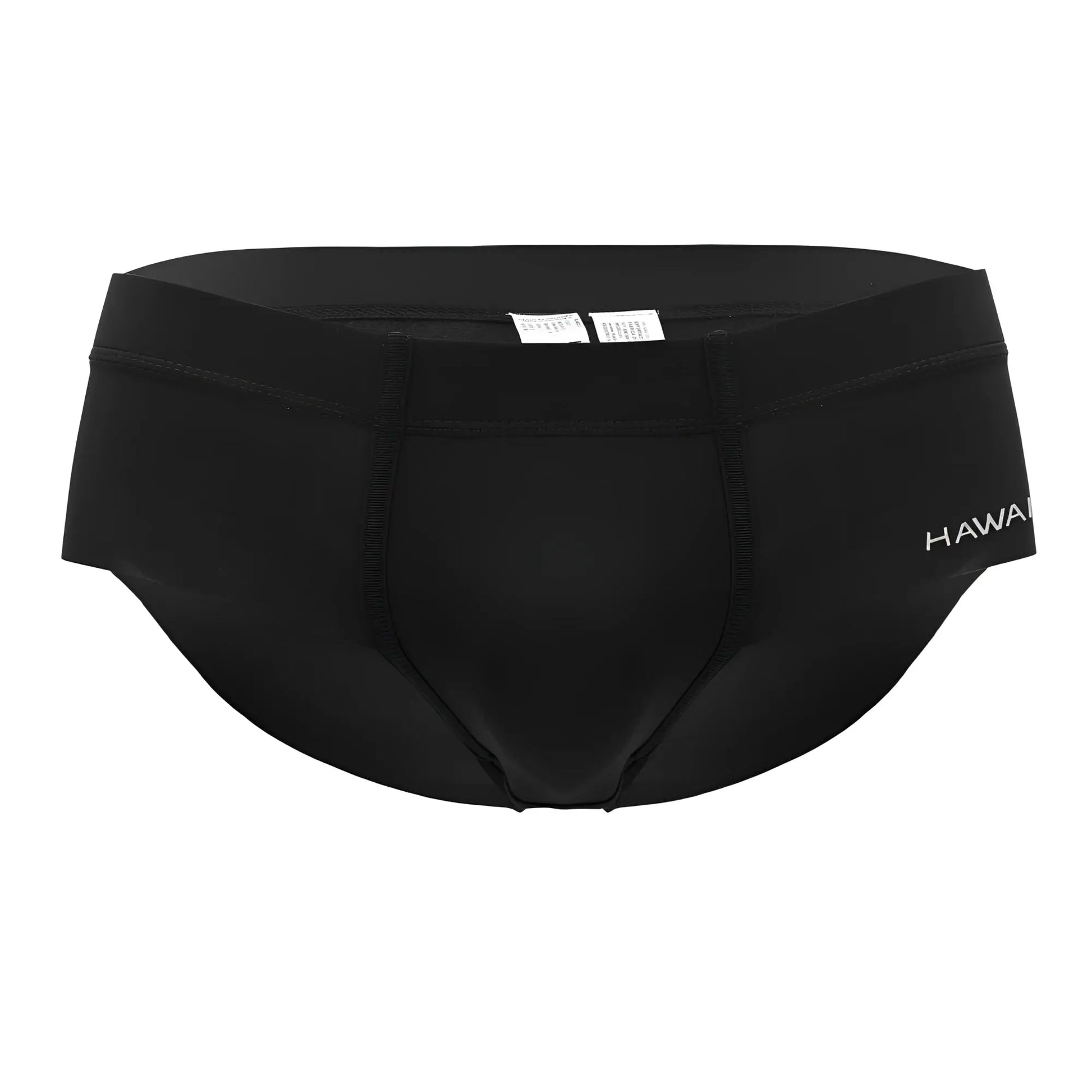 Black HAWAI 42344 microfiber swim trunks with sleek form-fitting design and subtle white hawaii branding on the side