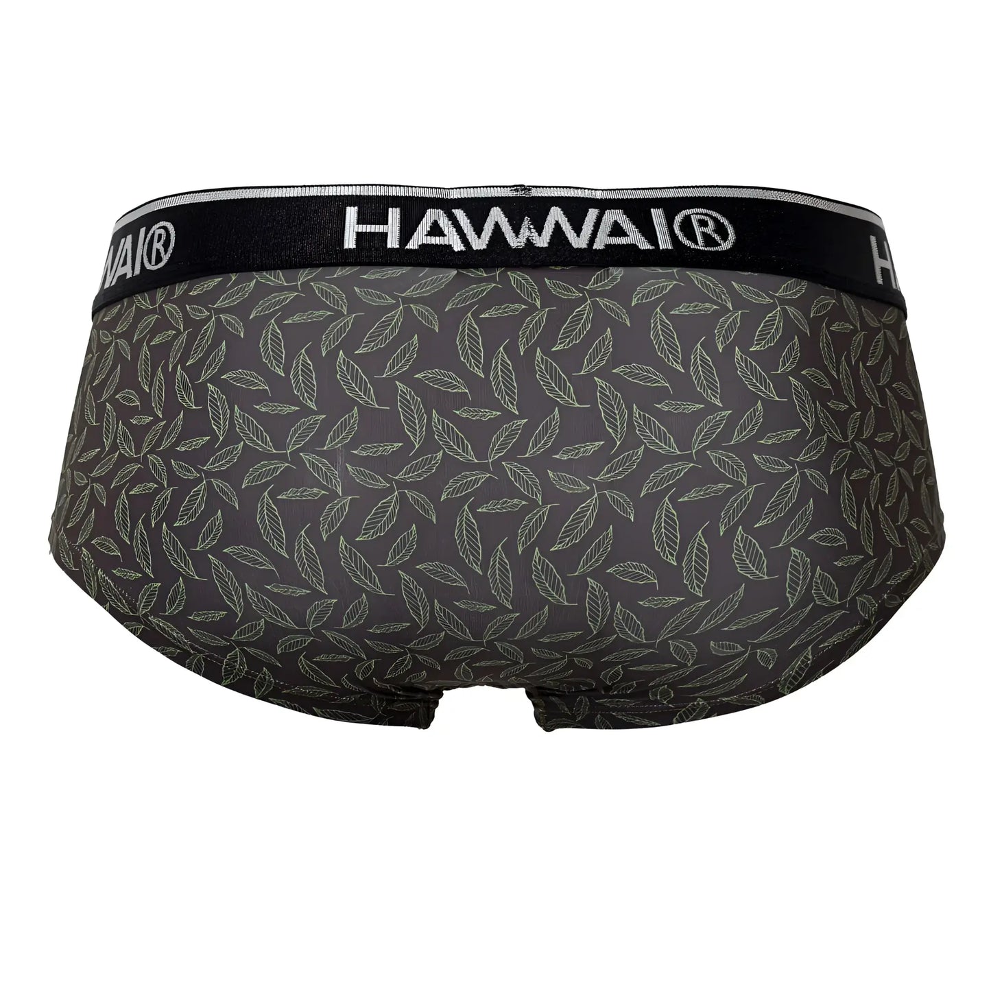 Dark gray hawaii men’s briefs with a subtle white leaf pattern from the hawai 42380 printed briefs color green collection