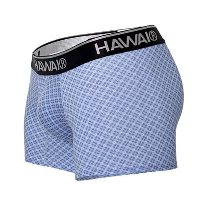 Light blue hawai 42421 printed trunks boxer briefs with subtle geometric pattern and black waistband with brand name