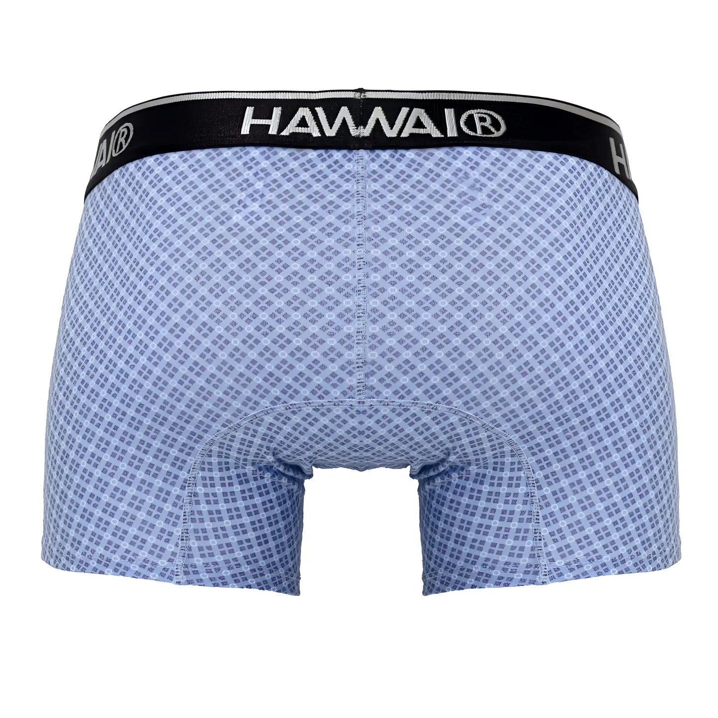 Light blue hawaiian-patterned printed trunks with black hawaii® waistband in style HAWAI 42421 color blue