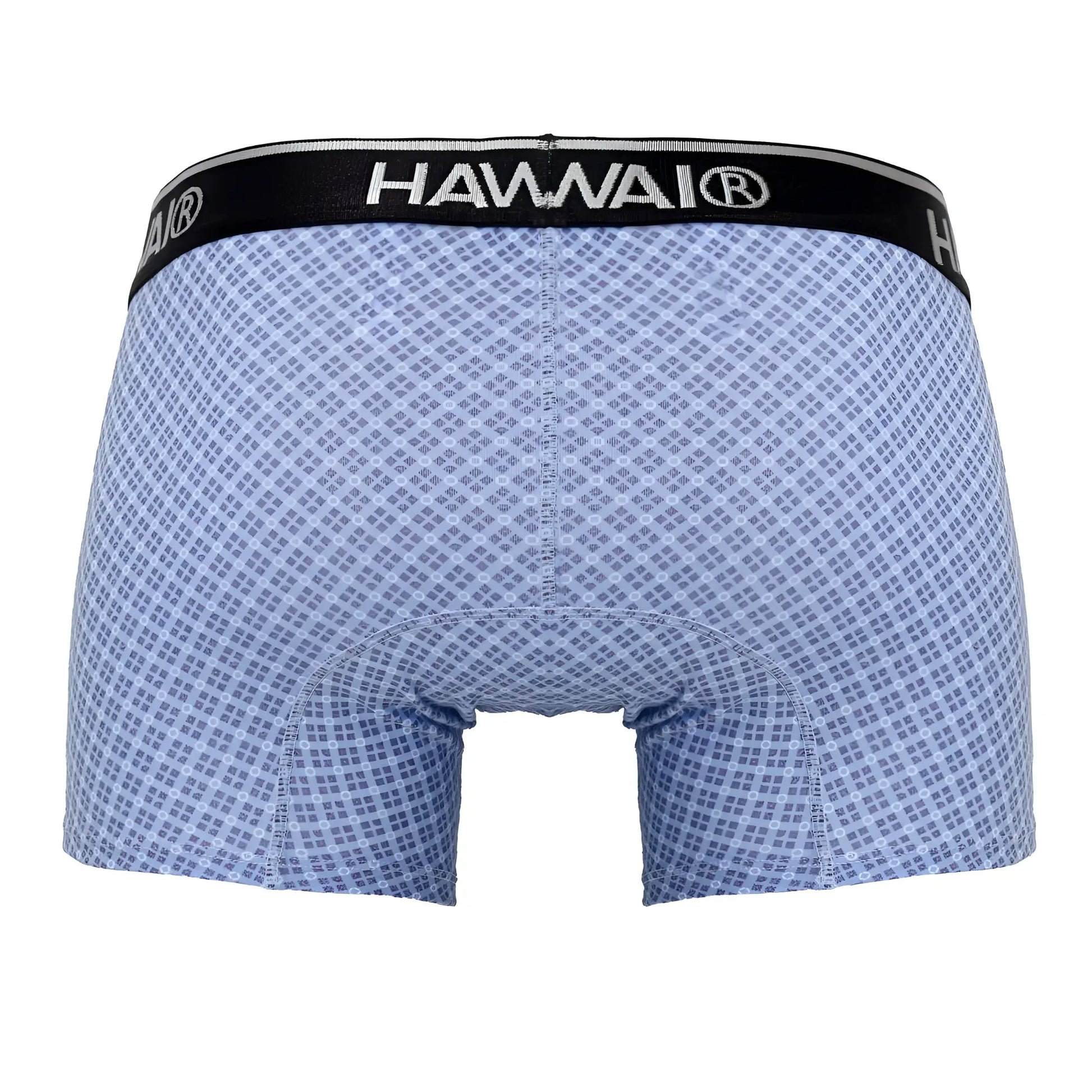 Light blue hawaiian-patterned printed trunks with black hawaii® waistband in style HAWAI 42421 color blue