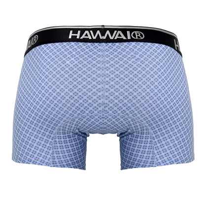 Light blue hawaiian-patterned printed trunks with black hawaii® waistband in style HAWAI 42421 color blue
