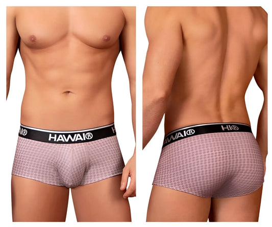 Pink patterned hawai 42431 printed briefs with black elastic waistband in cocoa color for comfortable wear