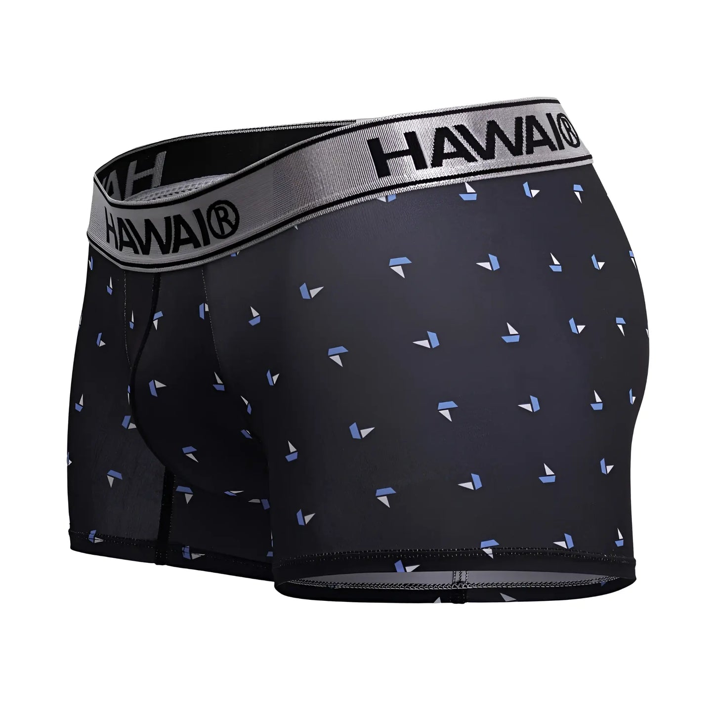 Black hawai 42470 printed microfiber trunks in black with a subtle light blue and white sailboat pattern