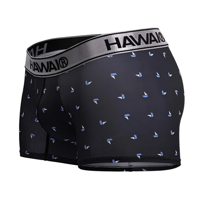 Black hawai 42470 printed microfiber trunks in black with a subtle light blue and white sailboat pattern