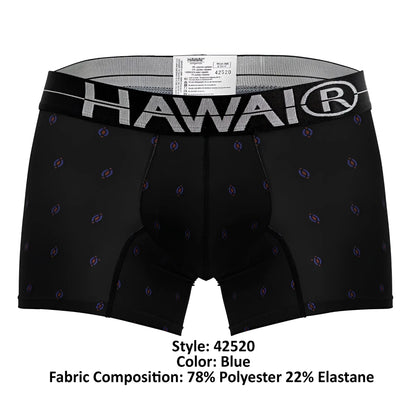 Black hawai 42520 printed microfiber trunks with gray waistband and purple blue circular patterns