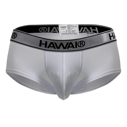 White Hawai microfiber briefs in white with a silver and black elastic waistband for comfortable wear